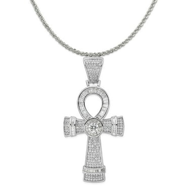Sterling Silver Womens 1mm Box Chain Mini Smooth Ankh Pendant Necklace Sterling Silver Womens 1mm Box Chain Mini Smooth Ankh Pendant Necklace